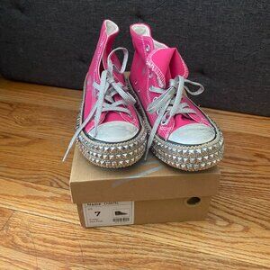 NIB Mimi By Miracle Miles Chantel Pink Studded High Top Sneaker Size 7